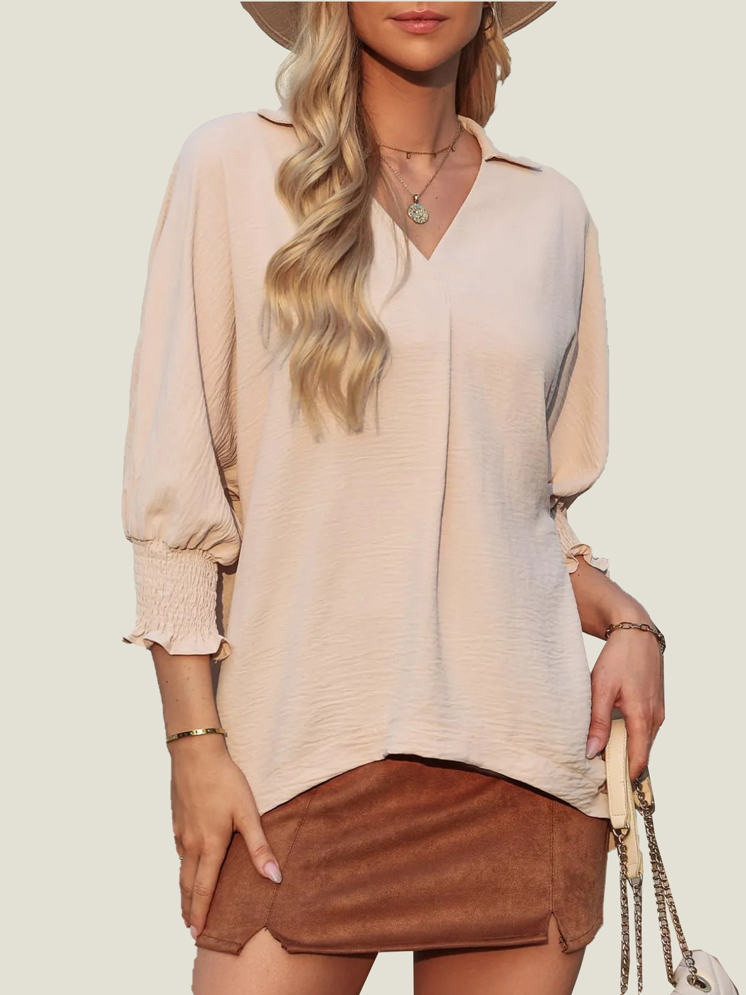 Women's Casual 3/4 Sleeve V Neck Basic Tops (Buy 3 Free Shipping)