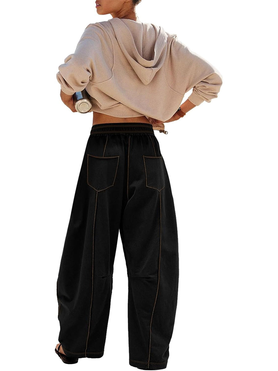 Women's High Waisted Drawstring Wide Leg Baggy Barrel Pants (Buy 2 Free Shipping)