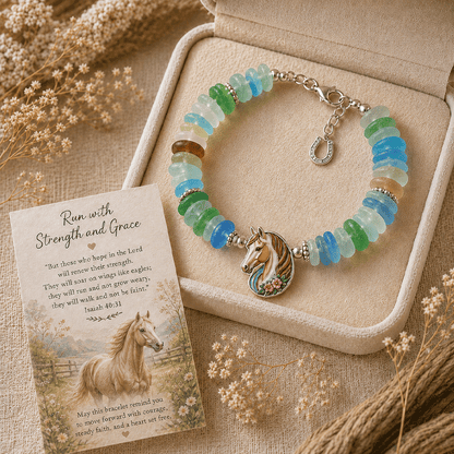 🌊🐢 Sea Glass Blessing Bracelet