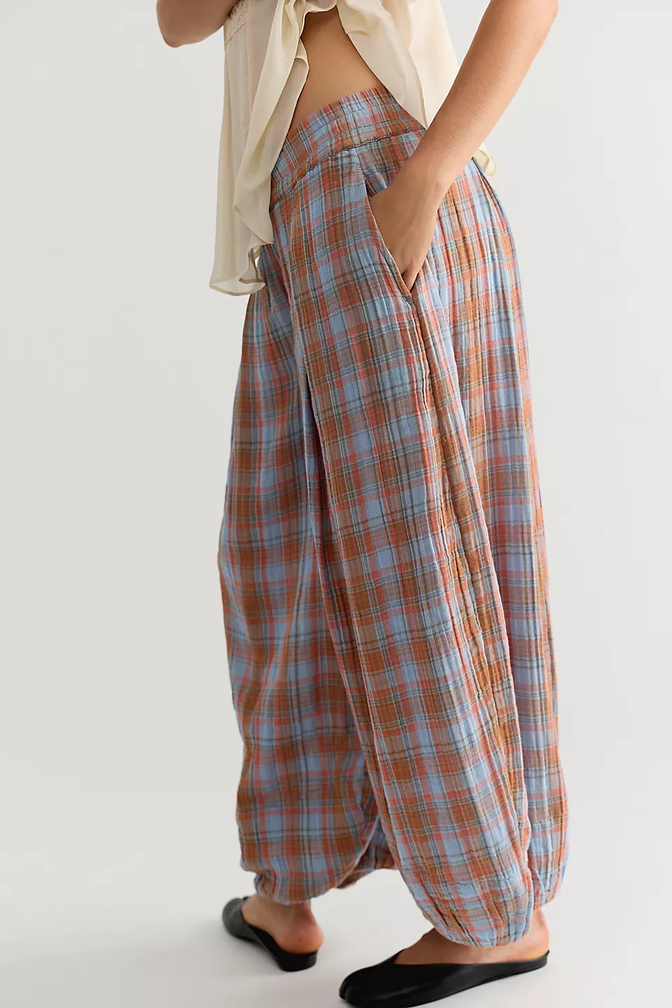 Boho Relaxed Fit Plaid Balloon Pants
