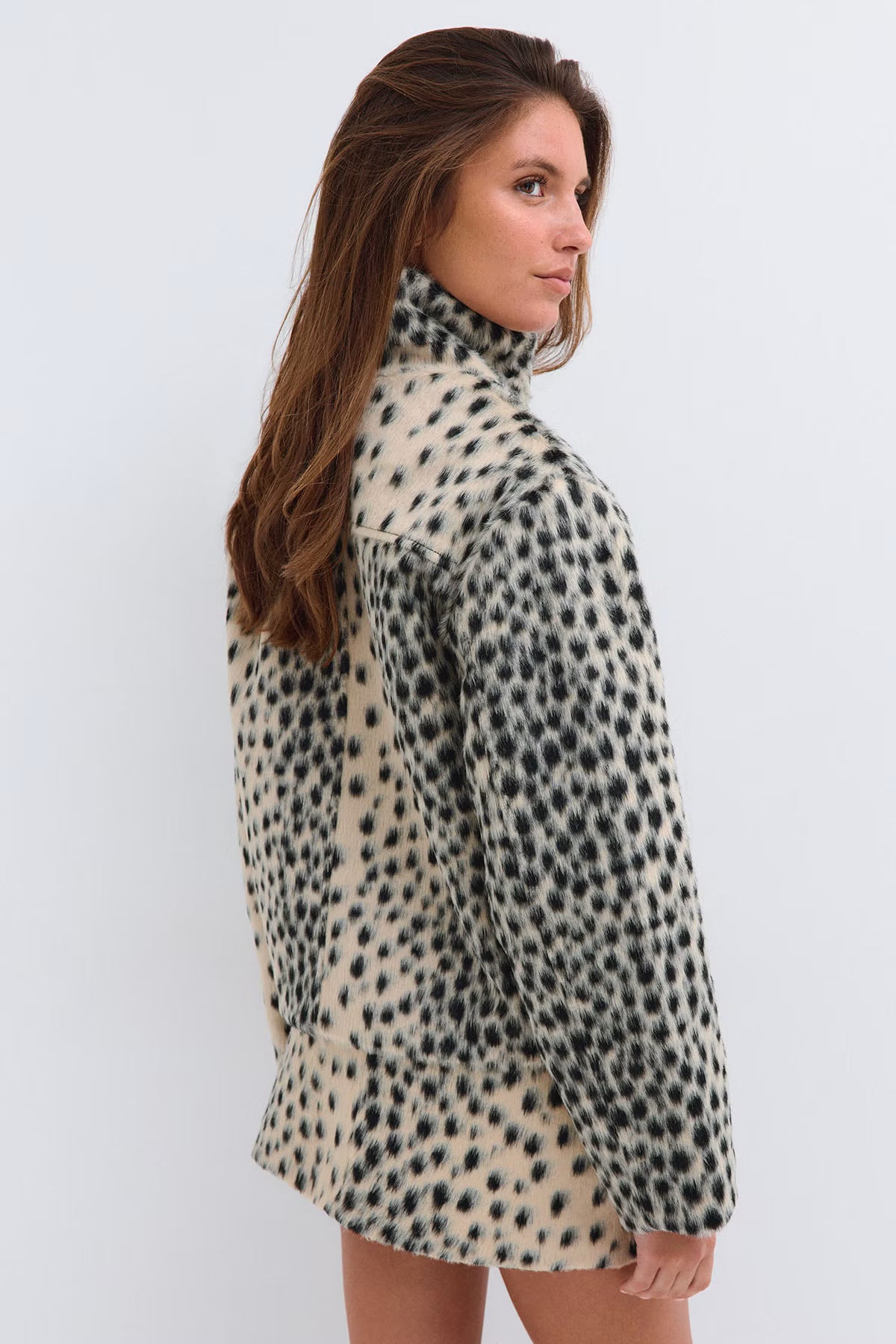 Women's Spotted Print Stand Collar Jacket