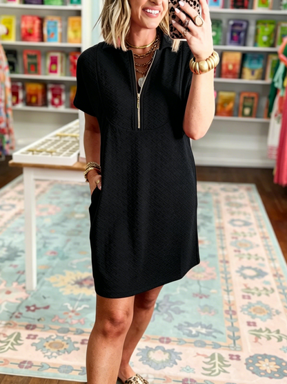 Women's Casual-Chic Half-Zip Textured Dress