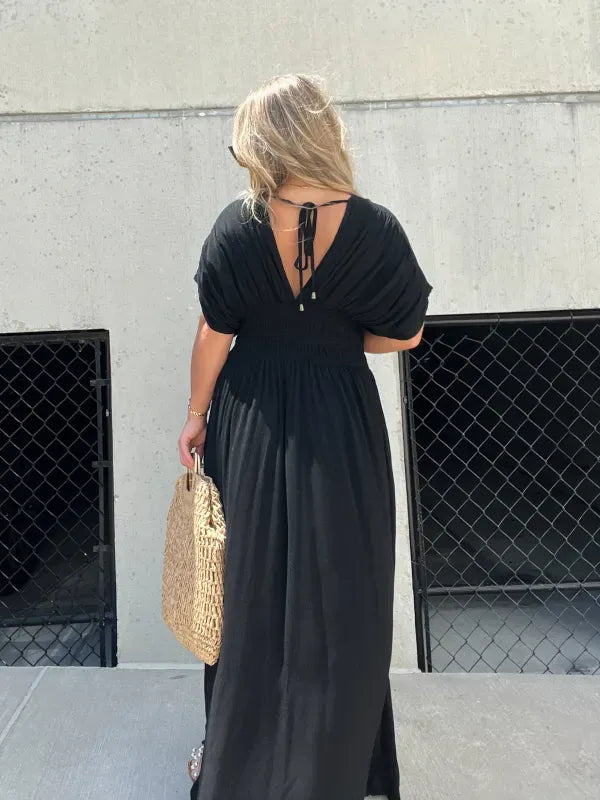 SLIT V-NECK EFFORTLESS MAXI LONG DRESS(Buy 2 Free Shipping)