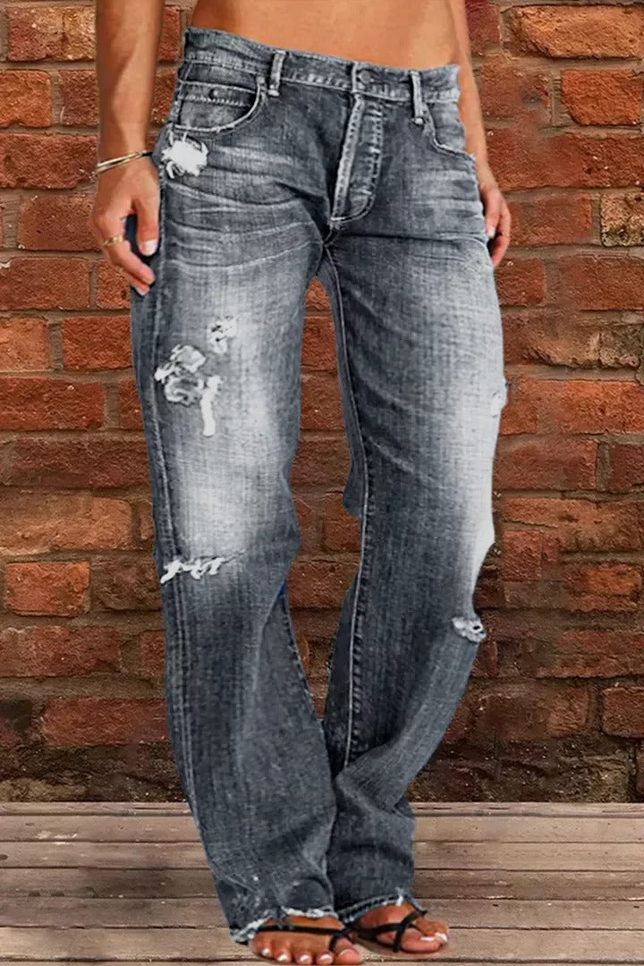 🔥🔥🔥🔥Ripped Low Waist Straight Leg Jeans(Buy 2 Free Shipping)