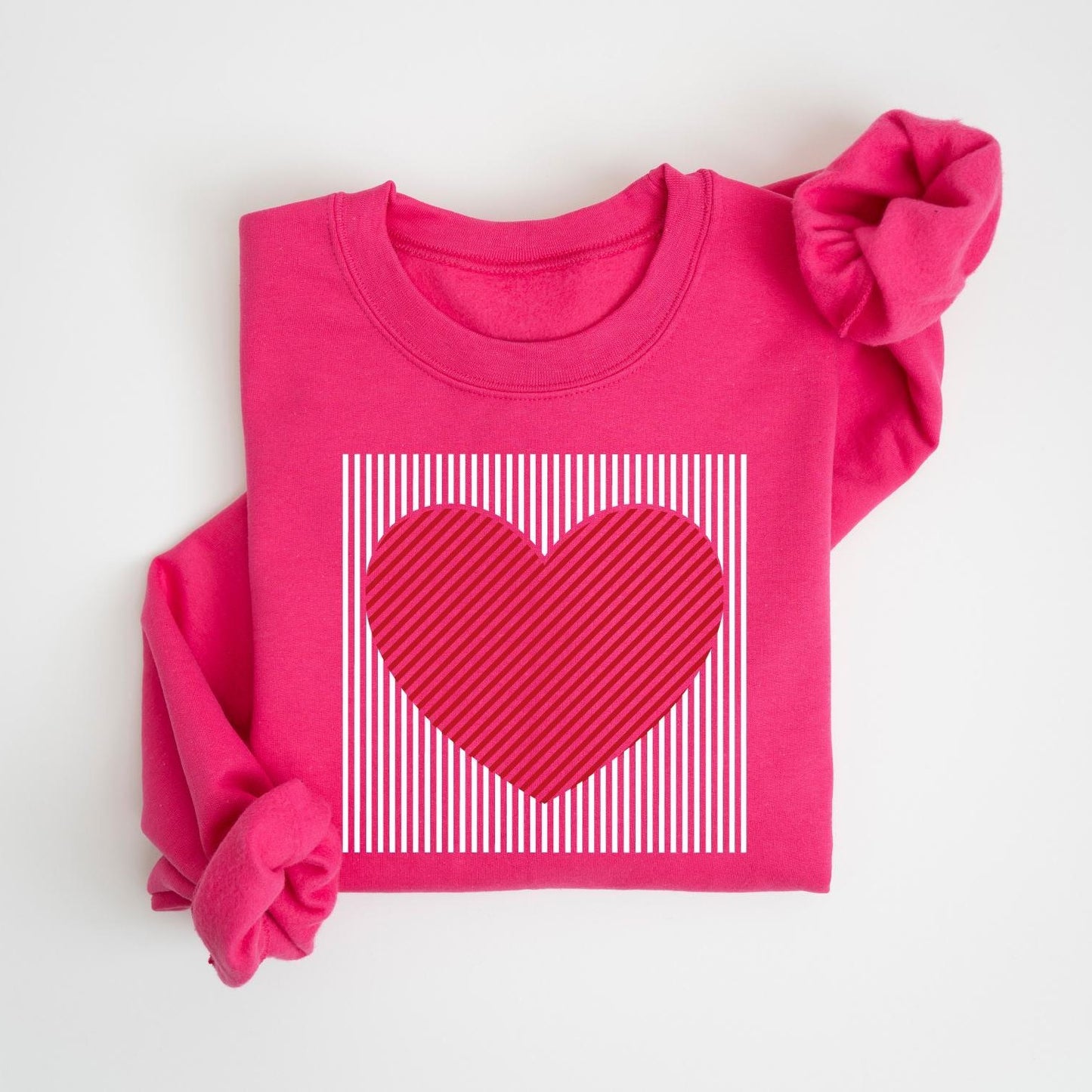 Limited time sale🔥Retro Valentines Heart Stripe Print Sweatshirt
