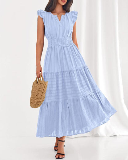 Dresses for Women Spring 2026 Maxi Casual Dress Flutter Short Sleeve V Neck(BUY 2 FREE SHIPPING)