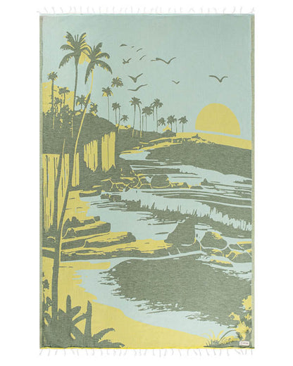 🏖️Daisy Turtle Turkish Cotton Beach Towel – Oversized Sand Resistant Quick Dry Towel