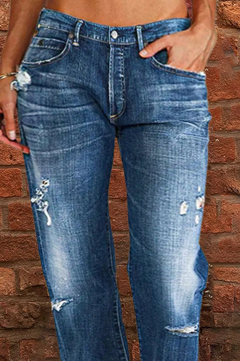 🔥🔥🔥🔥Ripped Low Waist Straight Leg Jeans(Buy 2 Free Shipping)