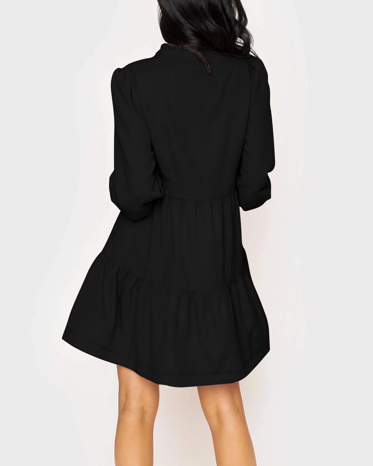 Women's  Casual V Neck Fall Long Sleeve Loose Ruffle Tiered Dress(BUY 2 FREE SHIPPING)