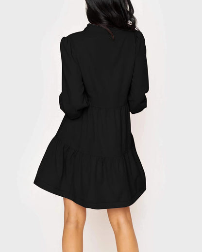 Women's  Casual V Neck Fall Long Sleeve Loose Ruffle Tiered Dress(BUY 2 FREE SHIPPING)