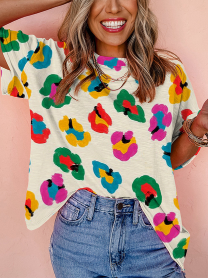 Women's Colorful Leopard Print Oversized T-Shirt