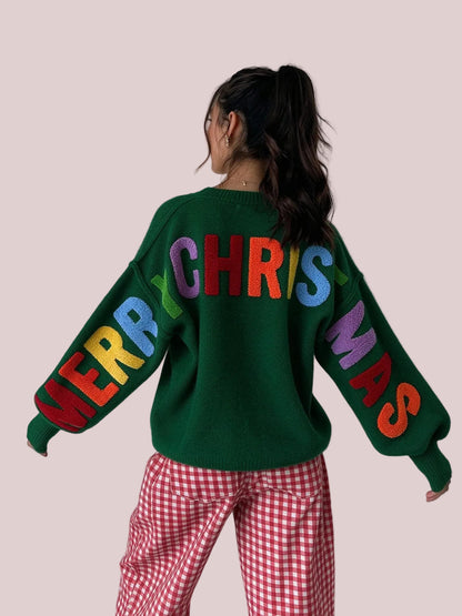 🎄🎁🎊Women's Merry Christmas Rainbow Letter Sweater