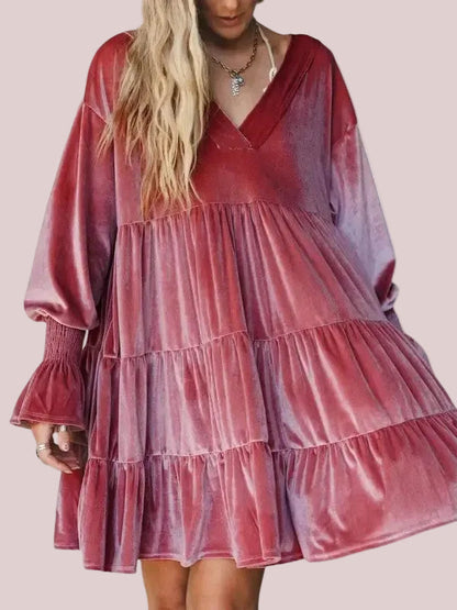 Women's Soft Elegant Velvet Oversized Babydoll Dress