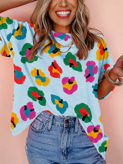 Women's Colorful Leopard Print Oversized T-Shirt
