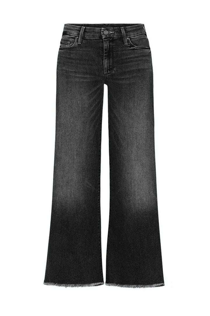 Midiross Washed Raw Hem Mid Waist Straight Leg Jeans(buy 2 free shipping)