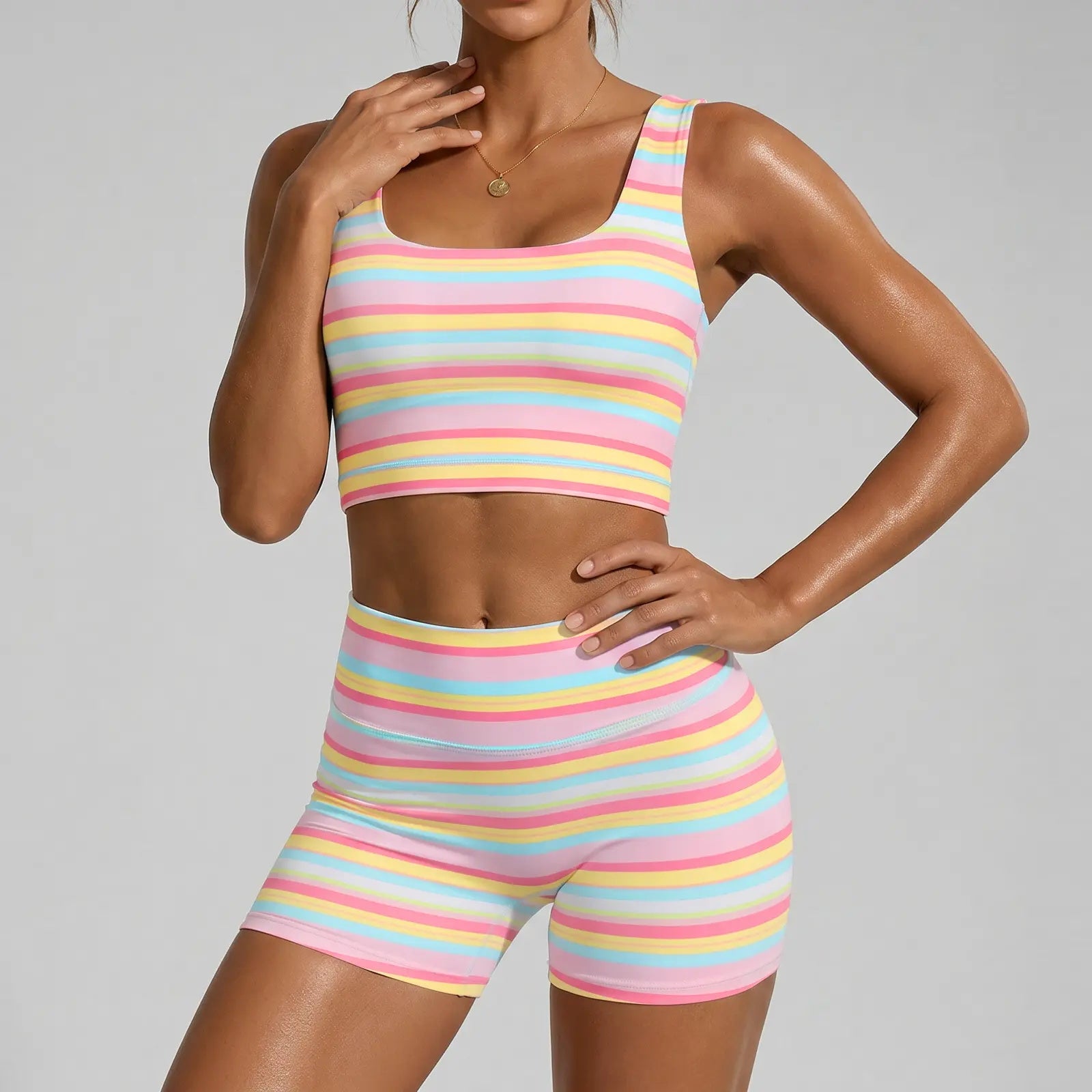 Women's Rainbow Striped Two-Piece Tracksuit