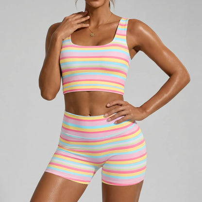 Women's Rainbow Striped Two-Piece Tracksuit