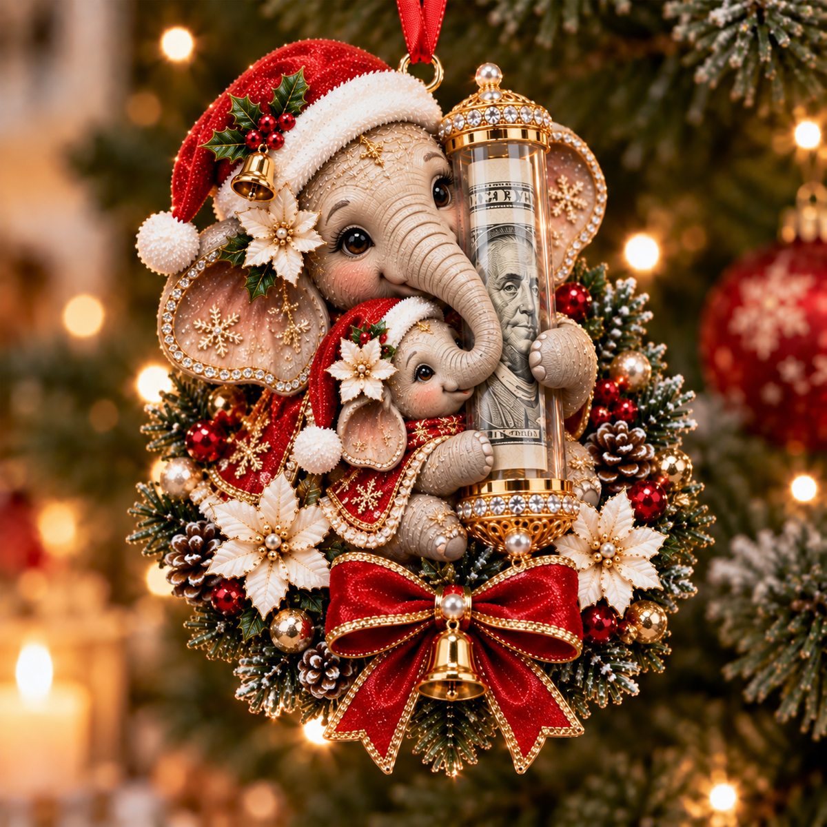 🎁Christmas Cute Animal Cash Gift Ornament – Holiday Tree Decoration🎄💵