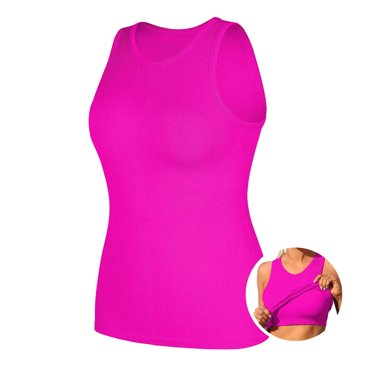 Women's Seamless High Neck Workout Tank Top with Built-in Bra