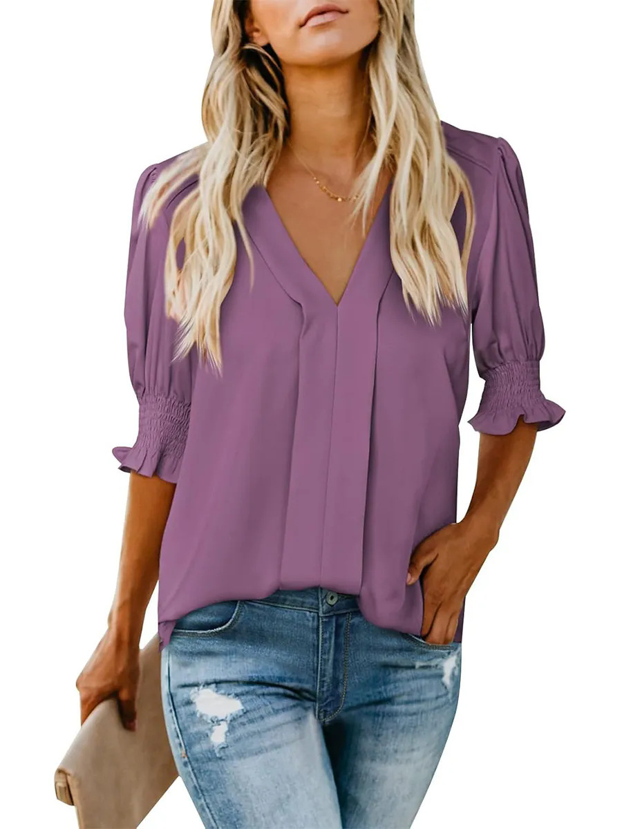 Women's V-Neck Ruffled Sleeve Blouse(BUY 2 FREE SHIPPING)