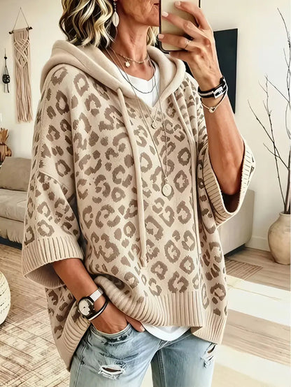 Women's Leopard Print Drawstring Hoodie