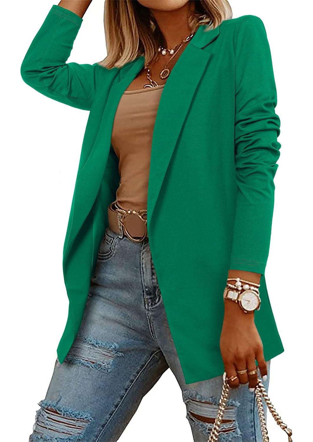 Women's Casual Lightweight Lapel Long Sleeve Blazer Coat