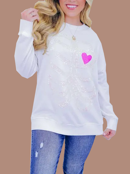 Women's Heart Skeleton Sequin Embellished Sweatshirt (Buy 2 Free Shipping)