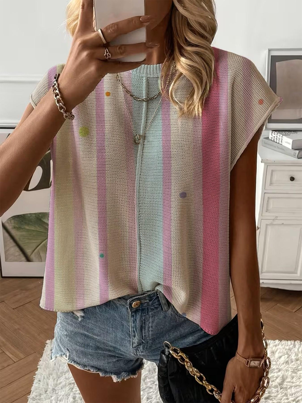 Women's Print Drop-Shoulder Knit Top