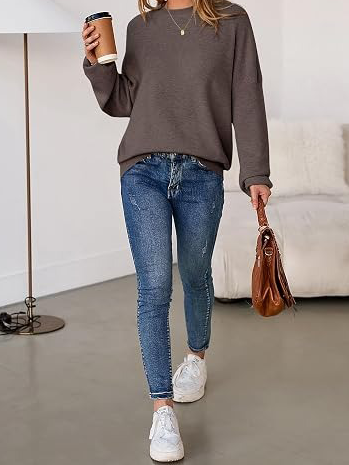 Women's Drop Shoulder Long Sleeve Fall Knit Pullover