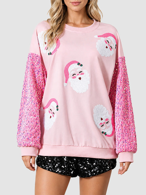 Hot Sale-Women's Santa Sequin Patchwork Sweatshirt