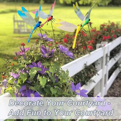 12 Counts Outdoor Fake Dragonfly Rod Clip, Garden MetalDragonfly Clip