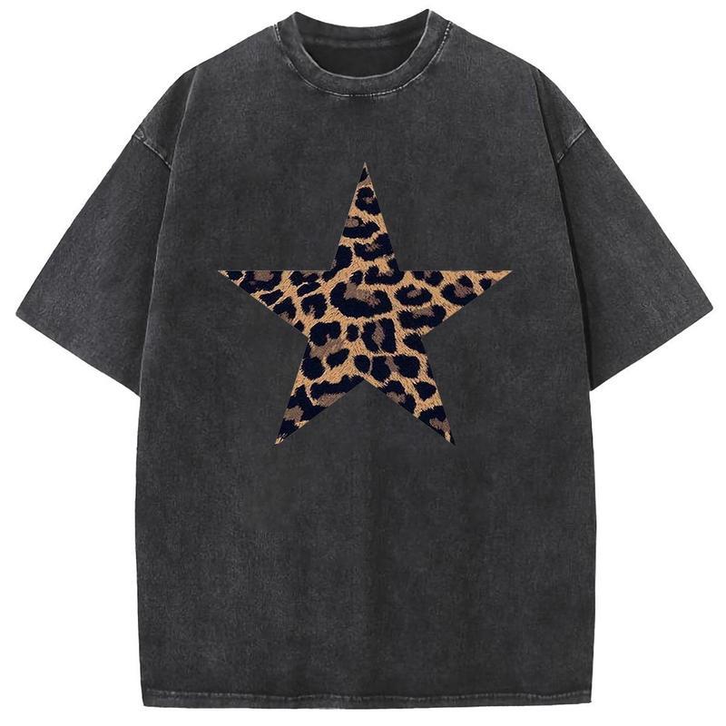 Leopard print star short-sleeved shirt（BUY 2 FREE SHIPPING)