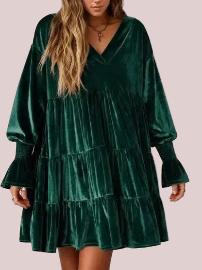 Women's Soft Elegant Velvet Oversized Babydoll Dress