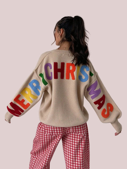 🎄🎁🎊Women's Merry Christmas Rainbow Letter Sweater