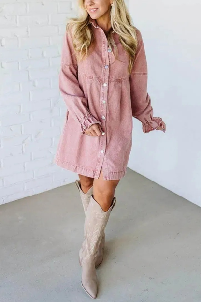 Vintage Washed Denim Shirt Dress