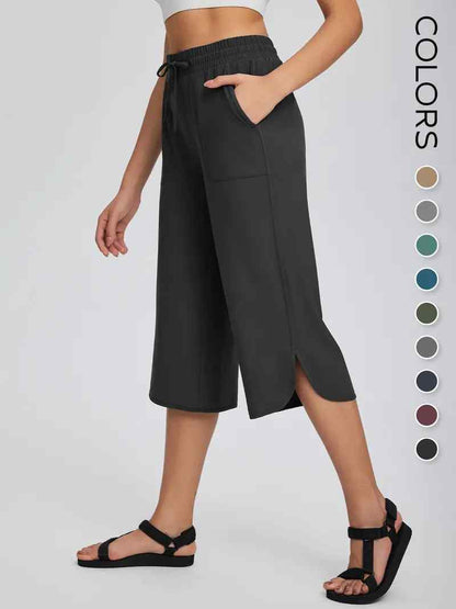 👖 Women's Wide Leg Yoga Capris – High Waisted with Pockets, Quick Dry, Lightweight, UPF 50+ Sun Protection – Loose Comfy for Hiking, Gym, Travel & Outdoor Workout ☀️