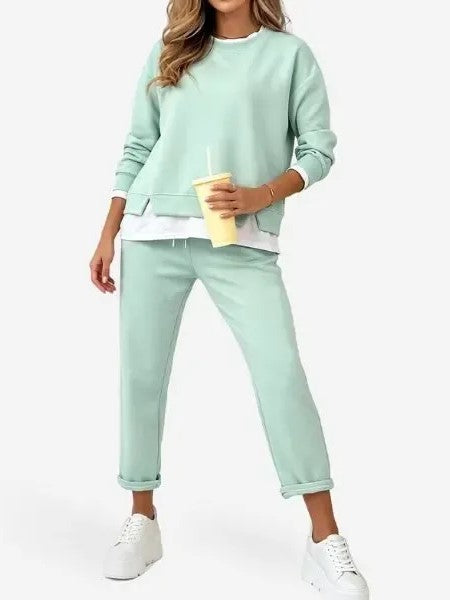 Women's Fake Two Piece Sweatshirt Set