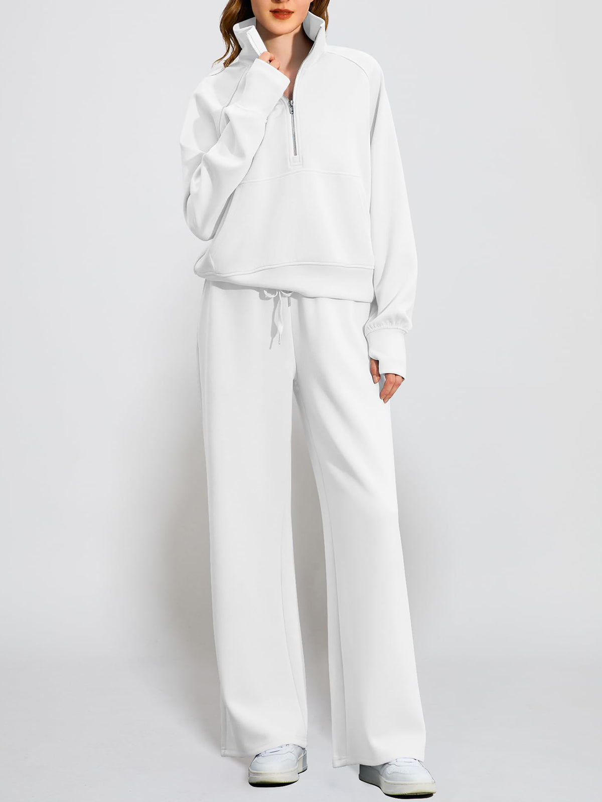 Women's Oversized Half Zip 2 Piece Sweatsuit Set (Buy 2 Free Shipping)