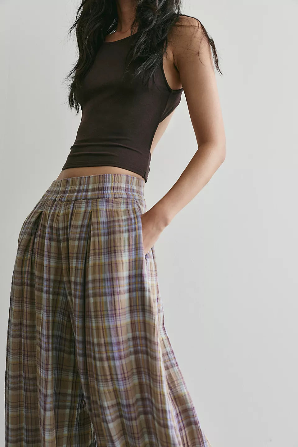 Boho Relaxed Fit Plaid Balloon Pants