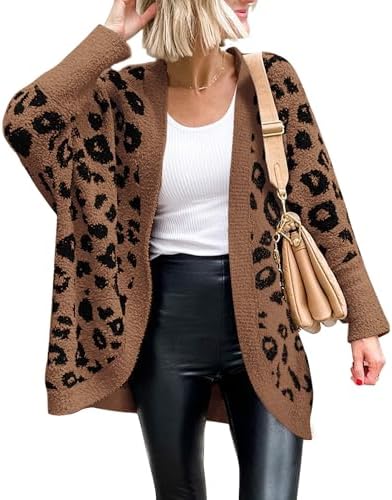 Leopard Cardigan for Women Knit Fall Fashion Clothes