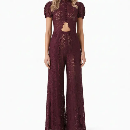 LikeMyChoice Boho Short-Sleeve Shirt & Wide-Leg Pants Luxury Resort Wear 2-Piece Outfit Satin Fabric Women's Lounge Set for Vacation Vibe Clothes Suits