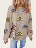 Women's Sequin Turkey Patch Thanksgiving Corduroy Sweatshirt (Buy 2 Free Shipping)
