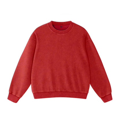 Acid Washed Waffle Oversized Crew Neck Unisex Street Sweatshirt