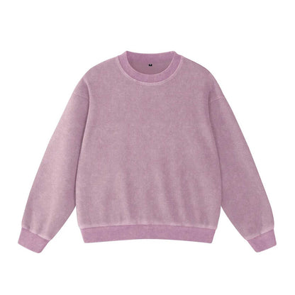 Acid Washed Waffle Oversized Crew Neck Unisex Street Sweatshirt