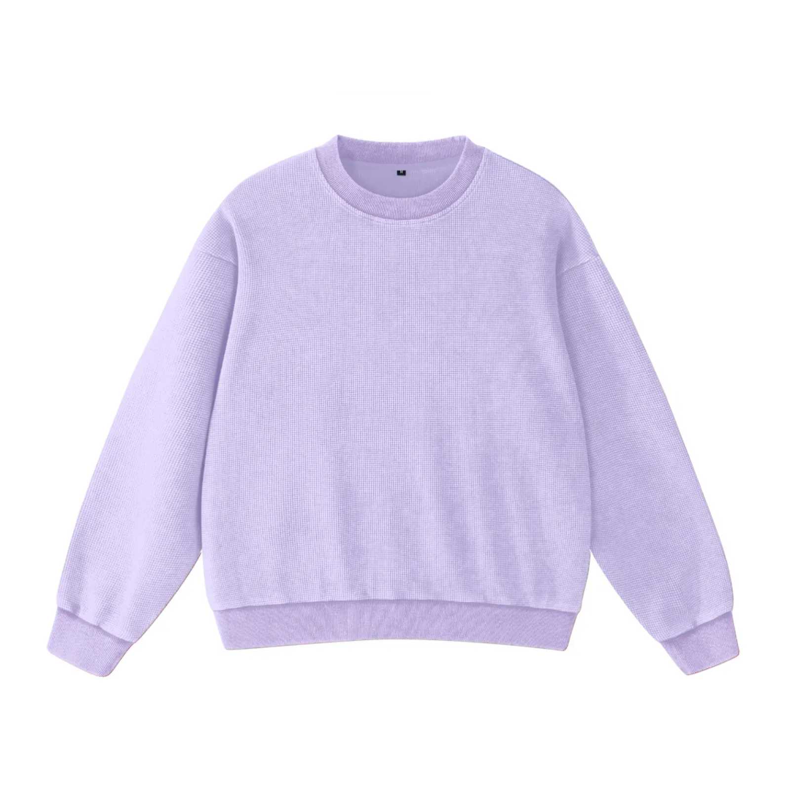 Acid Washed Waffle Oversized Crew Neck Unisex Street Sweatshirt