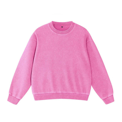 Acid Washed Waffle Oversized Crew Neck Unisex Street Sweatshirt