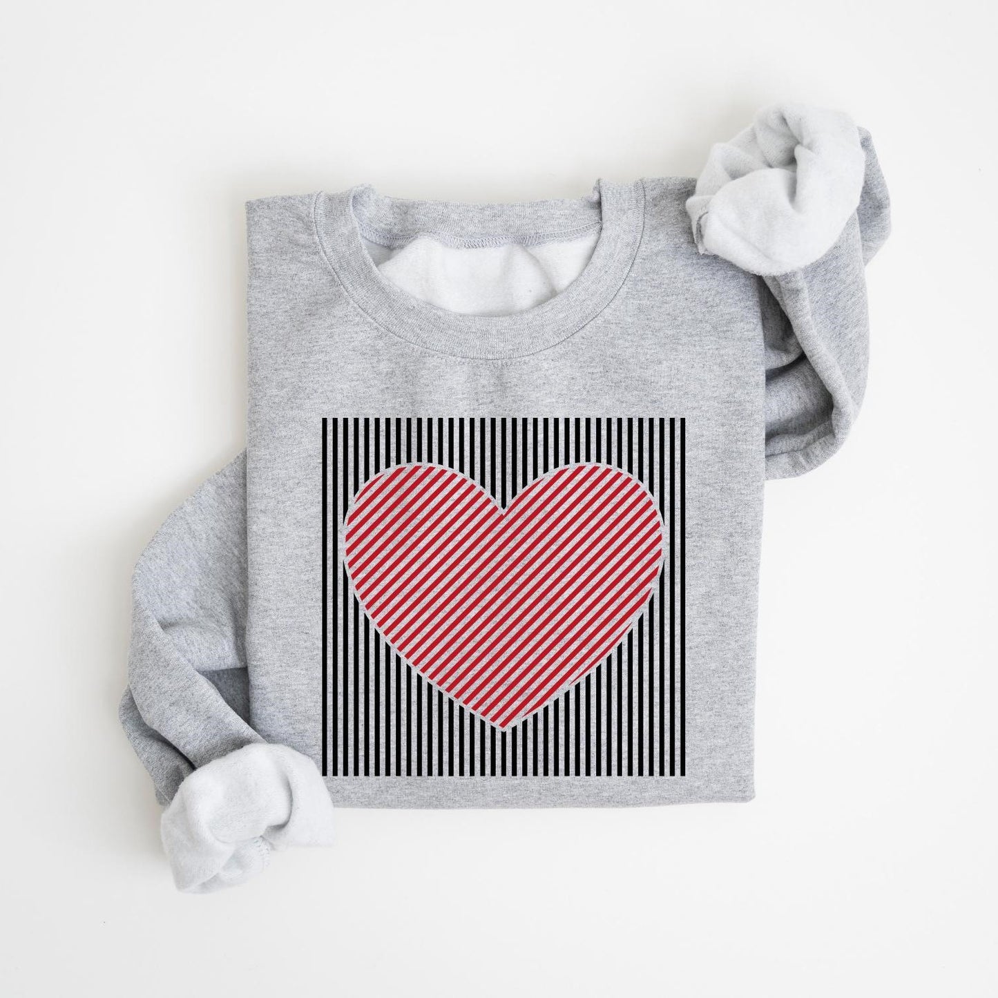 Limited time sale🔥Retro Valentines Heart Stripe Print Sweatshirt