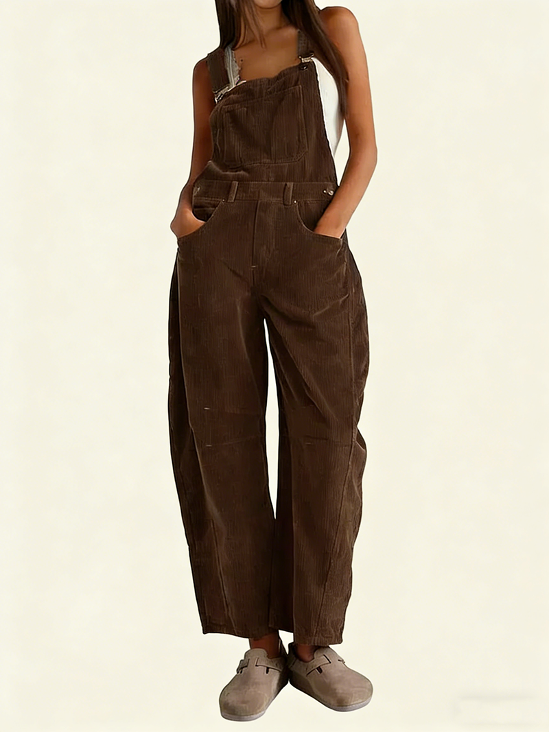 Women's wide-leg corduroy overalls, adjustable jumpsuit with pockets(BUY 2 FREE SHIPPING)