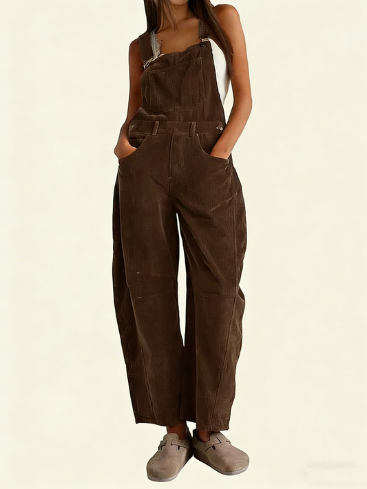 Women's wide-leg corduroy overalls, adjustable jumpsuit with pockets(BUY 2 FREE SHIPPING)