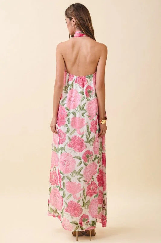 Women's Halter Neck Floral Maxi Dress